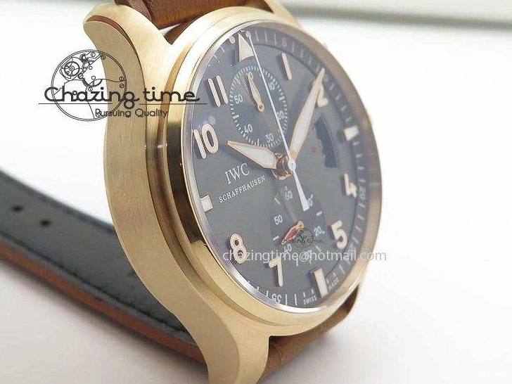 MIROTIME 0131 Youthful Pilot Chrono RG 3878 Gray Dial on Light Brown Leather Strap A 7394